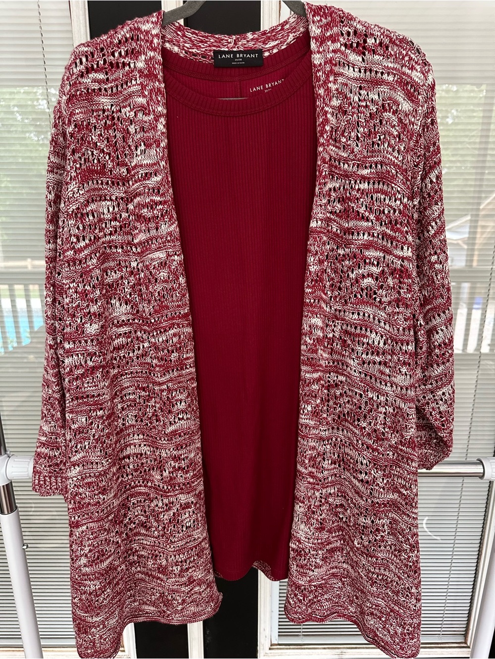 Size 26-28 Lane Bryant Red Open-Front Knit Cardigan w/30-32 red tank. NWT!